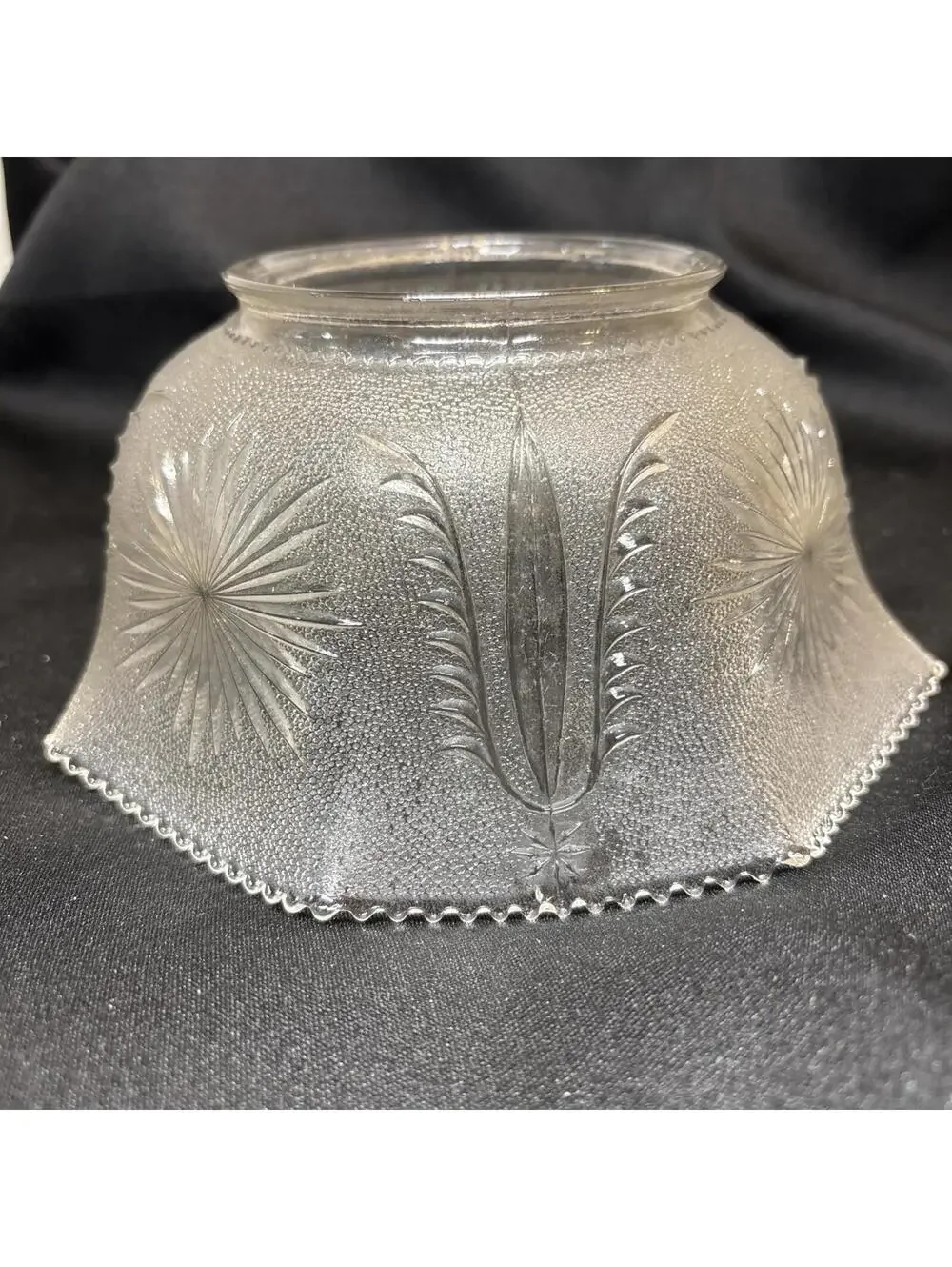 VTG MCM Stippled Pressed Glass Light Shade Starburst Atomic 3.25” Fit Great Con.